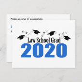 Law School Grad 2020 Postcard Einladung (Blue Caps (Vorne/Hinten)