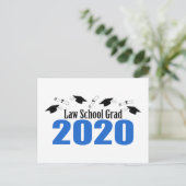 Law School Grad 2020 Postcard Einladung (Blue Caps (Stehend Vorderseite)