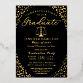 Law School Grad Partys Black Gold Folieneinladung (Vorderseite)