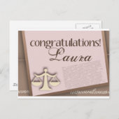 Law School Graduate Ankündigungspostkarte (Vorne/Hinten)