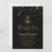 Law School Graduation Party Gold Confetti Black