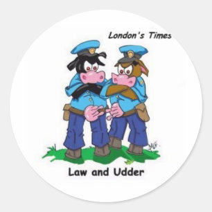 Law & Udder Funny Kuh Cartoon Geschenke, Sammlerst Runder Aufkleber
