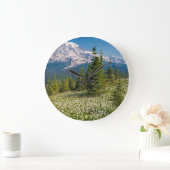 Lawinenliken und Berg Rainier Große Wanduhr (Zuhause)