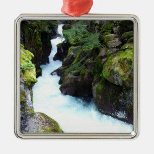 Lawinenschlucht I im Glacier-Nationalpark Silbernes Ornament