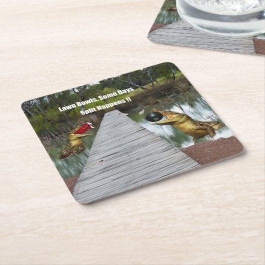 Lawn Bowls Australia Split Happens, Paper Unterset Rechteckiger Pappuntersetzer (angewinkelt)