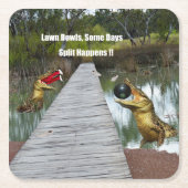 Lawn Bowls Australia Split Happens, Paper Unterset Rechteckiger Pappuntersetzer (Vorderseite)