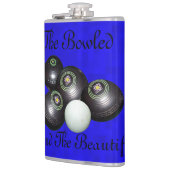 Lawn Bowls Bowled Schönes Logo, Flachmann (Links)