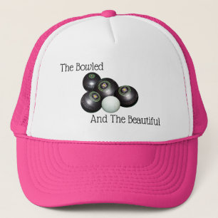 Lawn Bowls Bowled Schönes Logo, Pink Truckerkappe