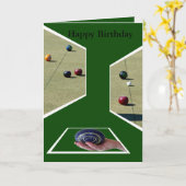 Lawn Bowls Dimension, Greetings Birthday Card. Karte (Gelbe Blume)