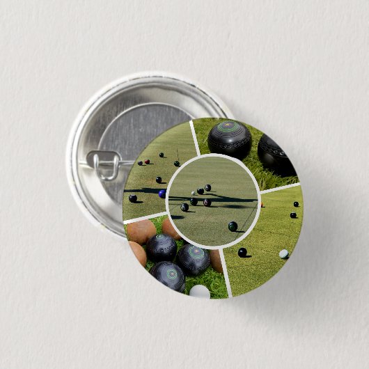 Lawn Bowls Five Picture Collage, Abzeichen Button (Vorne & Hinten)