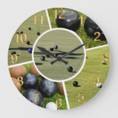 Lawn Bowls Five Picture Collage, Wall Clock Große Wanduhr (Vorderseite)