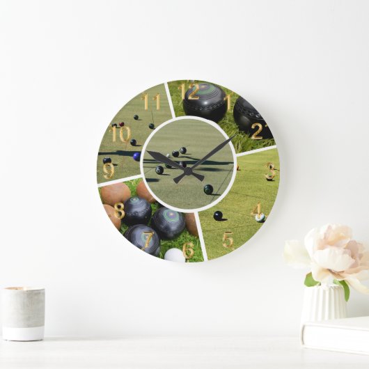 Lawn Bowls Five Picture Collage, Wall Clock Große Wanduhr (Zuhause)