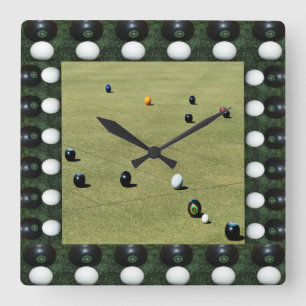 Lawn Bowls Game With Lawn Bowls Picture Frame, Quadratische Wanduhr
