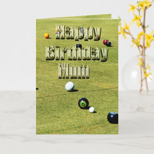 Lawn Bowls Mum Birthday Card, Karte (Gelbe Blume)