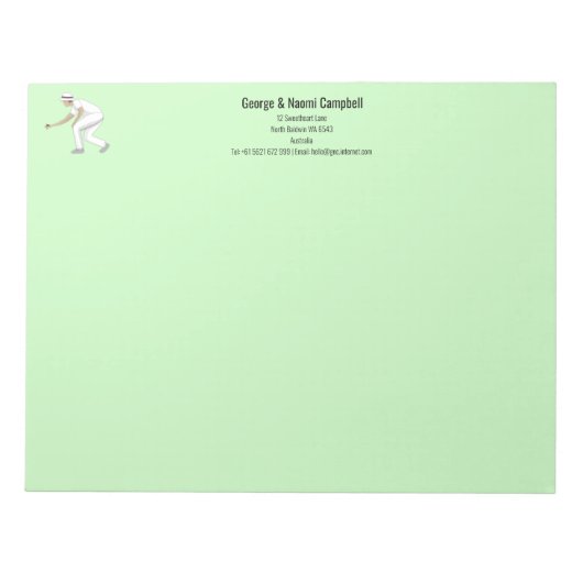 Lawn Bowls Notizblock (Vorderseite)