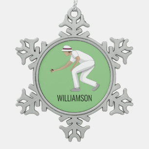 Lawn Bowls Schneeflocken Zinn-Ornament