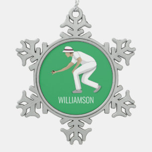 Lawn Bowls Schneeflocken Zinn-Ornament