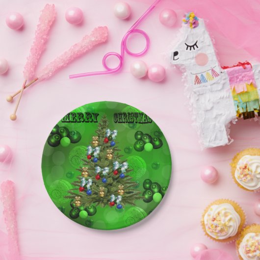 Lawn Bowls Weihnachtsbaum Design, Pappteller (Party)