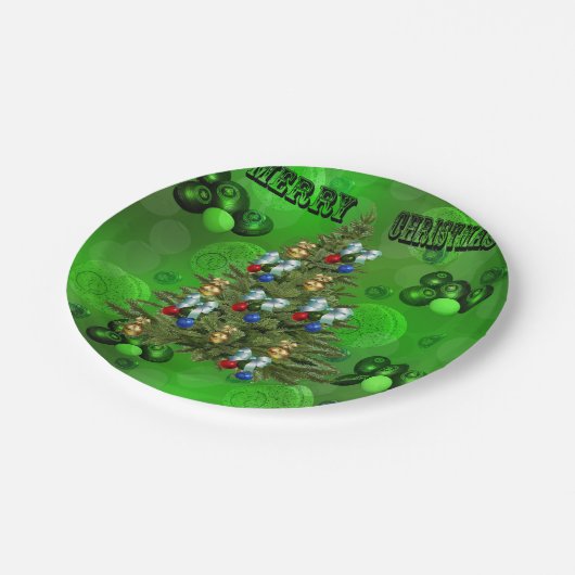 Lawn Bowls Weihnachtsbaum Design, Pappteller (Schrägansicht)
