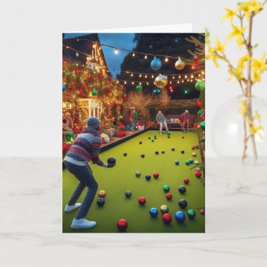 Lawn Bowls Weihnachtskarte Karte (Gelbe Blume)
