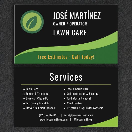 Lawn Care Black Green  Visitenkarte