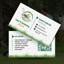 Lawn Care & Landscaping Business Card – Green & Wh