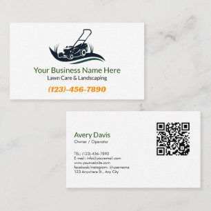 Lawn Care Landscaping Logo QR Code Garden Services Visitenkarte