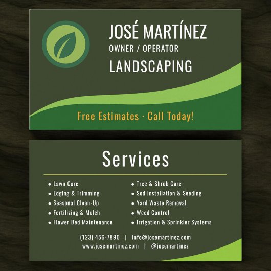 Lawn Care Landscaping Mowing Service Visitenkarte