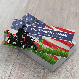 Lawn Care & Landscaping Riding Mower USA Flag Visitenkarte