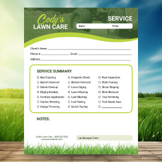 Lawn Care Landscaping Service Maintenance Form Notizblock