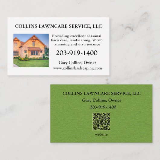 Lawn Care Landscaping Services Foto Business Card Visitenkarte (Vorne/Hinten)