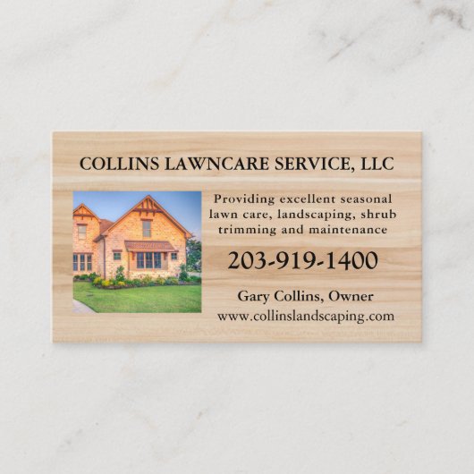 Lawn Care Landscaping Services Foto Business Card Visitenkarte (Vorderseite)