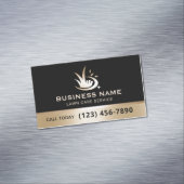 Lawn Care Logo Modern Black & Gold Landscaping Magnetische Visitenkarte (Beispiel)