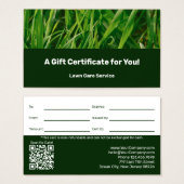 Lawn Care Maintenance Company Gift Certificate (Vorne & Hinten)