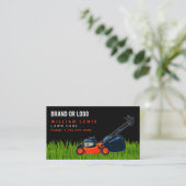 Lawn Care Red Lawnmower Landscaping Mowing Logo Visitenkarte (Stehend Vorderseite)