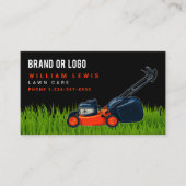 Lawn Care Red Lawnmower Landscaping Mowing Logo Visitenkarte (Vorderseite)