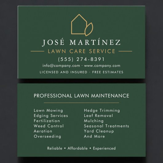 Lawn Care Service Professional Visitenkarte