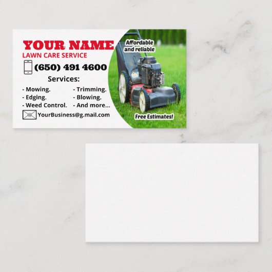 Lawn Care Services Business Card Moving Business Visitenkarte (Vorne/Hinten)