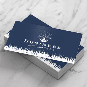 Lawn Care Sprinkler Logo Navy Blue Landscaping Visitenkarte