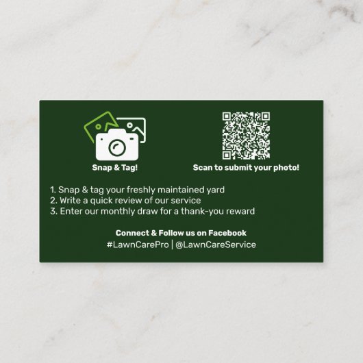 Lawn Care Thank You Testimonial & Photo Empfehlungskarte (Rückseite)