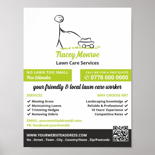 Lawn Care Worker, Lawn Care Services Poster (Vorne)