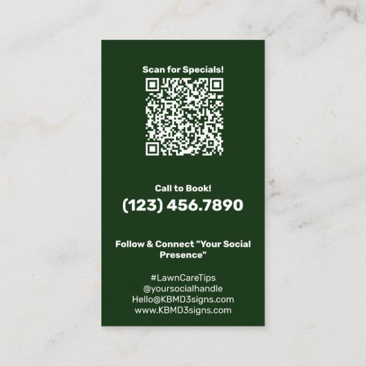 Lawn Care You Help Us Grow Thank You Visitenkarte (Rückseite)