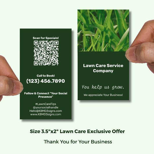Lawn Care You Help Us Grow Thank You Visitenkarte