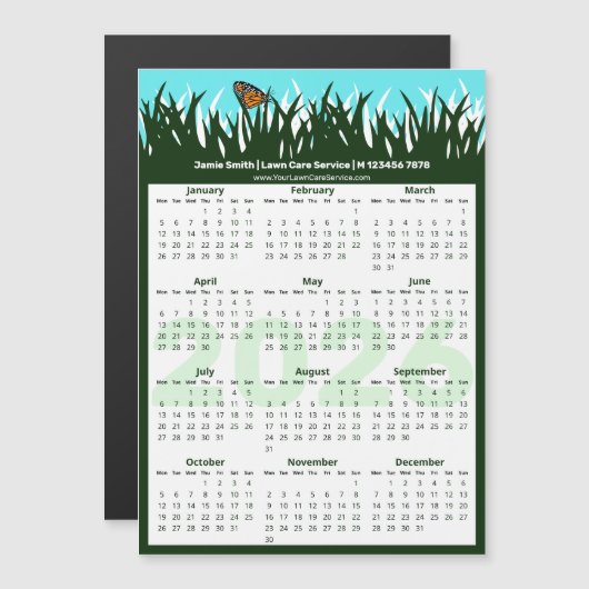 Lawn & Garden Maintenance Magnetic 2026 Calendar Magnetkarte (Vorne/Hinten)