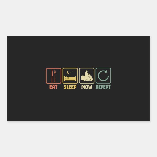 Lawn mower Eat Sleep slogan lawn mowing retro Rechteckiger Aufkleber (Vorderseite)