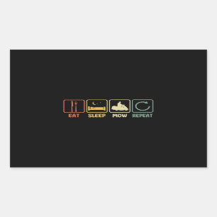 Lawn mower Eat Sleep slogan lawn mowing retro Rechteckiger Aufkleber