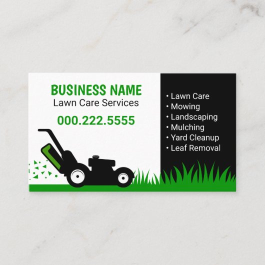 Lawn Mower Grass Professional Green Visitenkarte (Vorderseite)