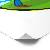 Lawn Mower Man Gardener Cartoon Poster (Ecke)