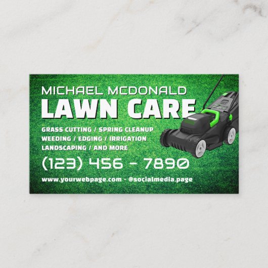 Lawn mower yard care Business Card Visitenkarte (Vorderseite)