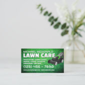 Lawn mower yard care Business Card Visitenkarte (Stehend Vorderseite)
